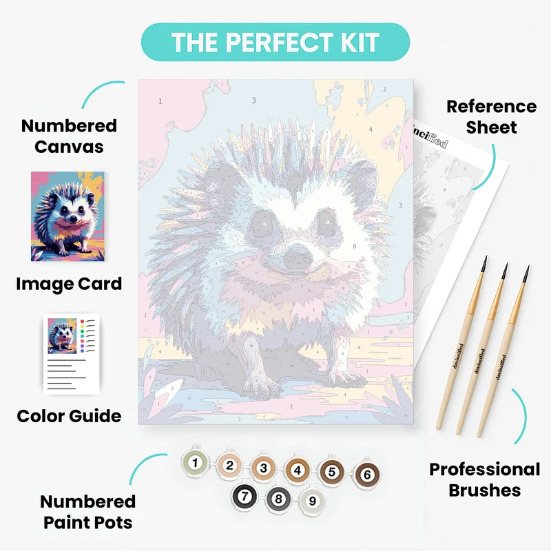 Colorful Hedgehog - Paint by Numbers Kit