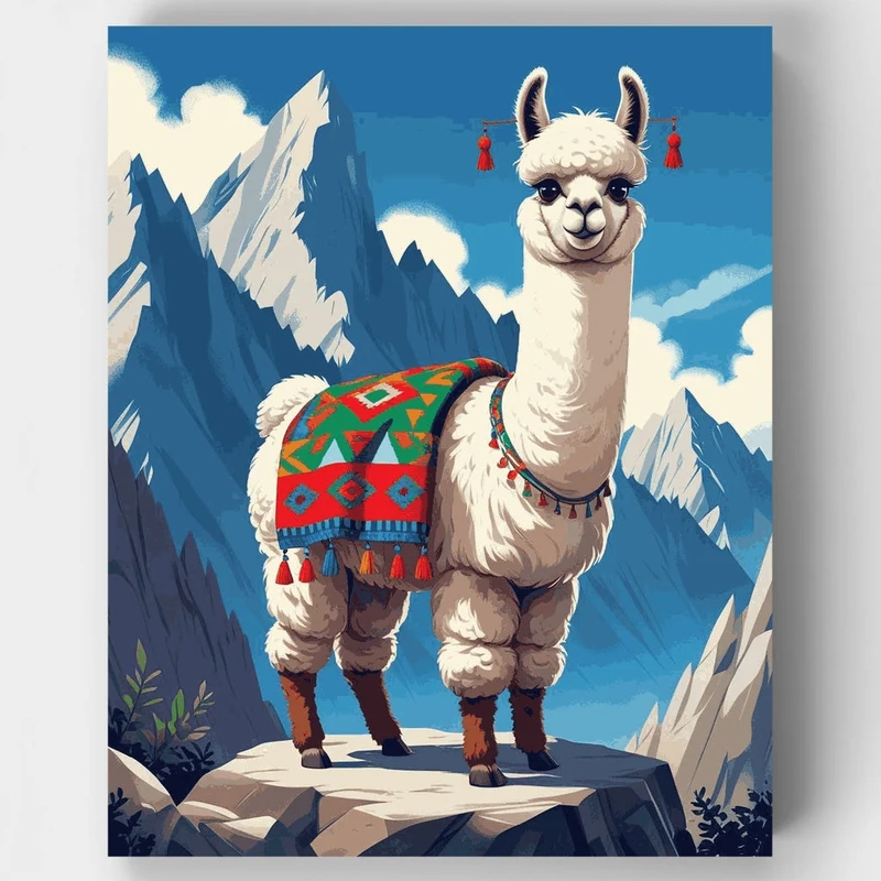 Alpaca in the Andes Mountains - Paint by Numbers Kit