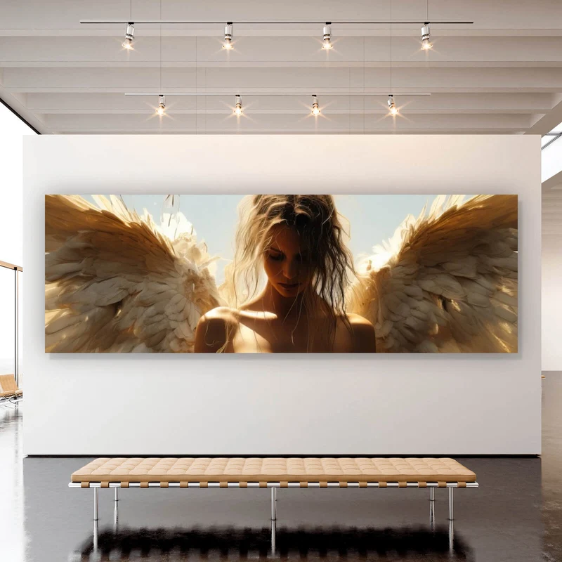 Acrylglasbild Engelsporträt in mystischer Atmosphäre Panorama