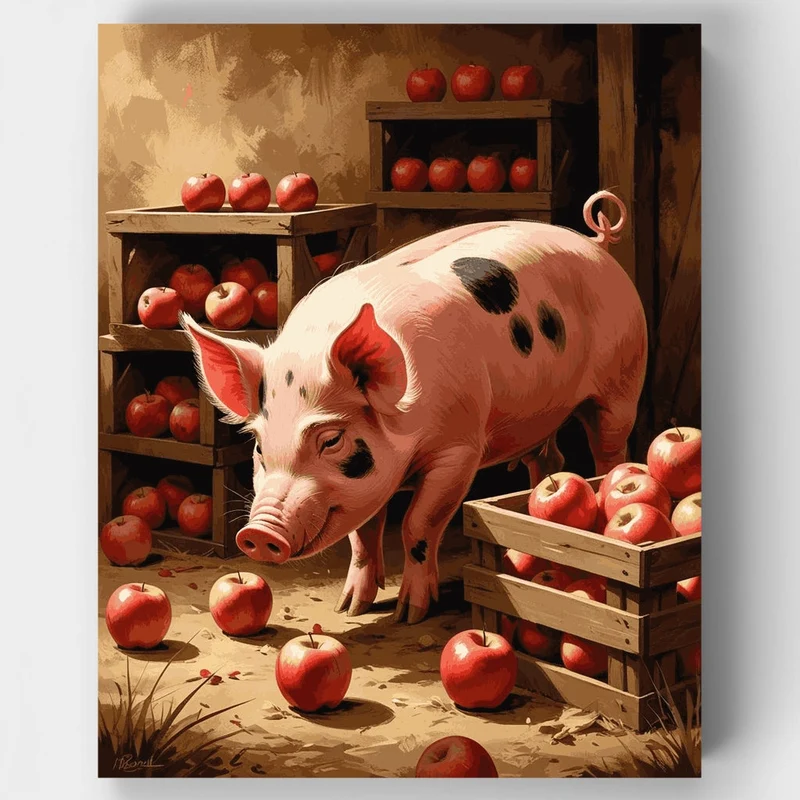 Spotted Pig in Apple Cellar - Paint by Numbers Kit