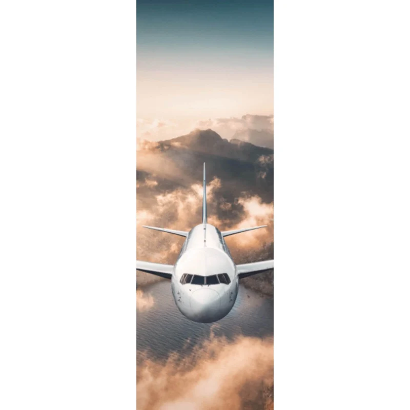 Poster Flugzeug über beeindruckender Berglandschaft Panorama Hoch