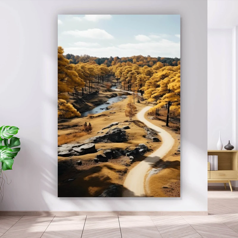 Leinwandbild Atemberaubende Landschaft mit malerischen Bäumen Hochformat