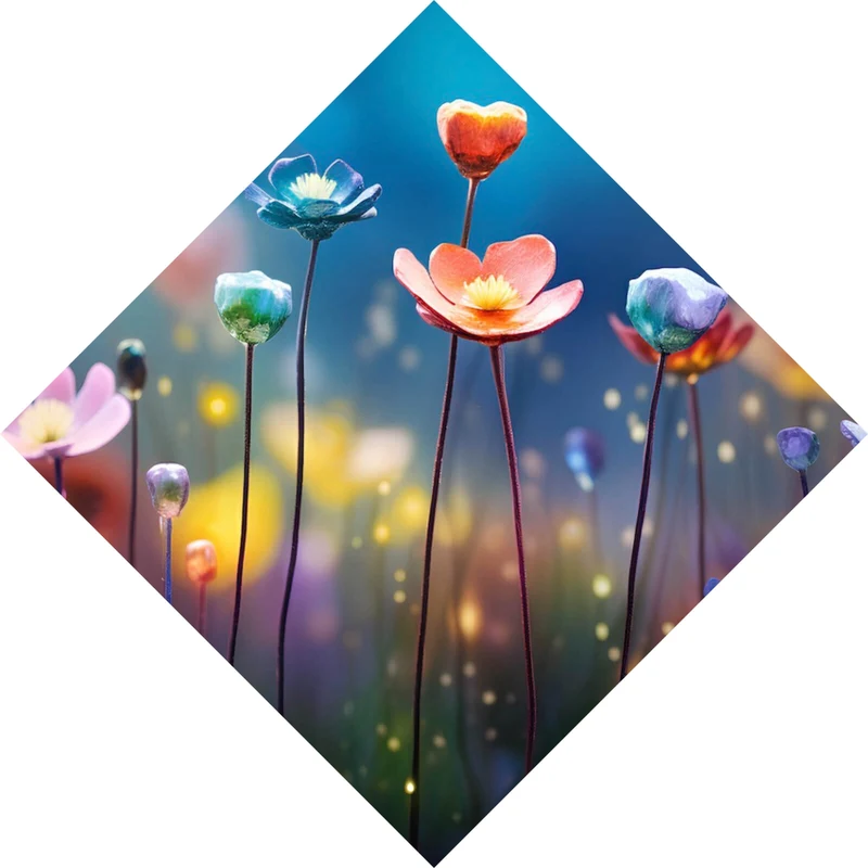 Spannrahmenbild Beeindruckende bunte Blumen Raute