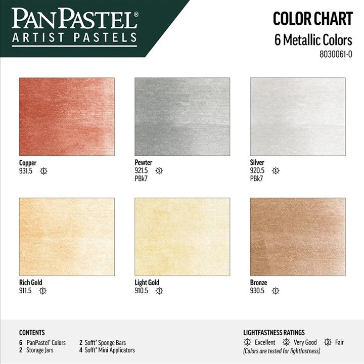 PanPastel Golden Metallic Pastels Set of 6