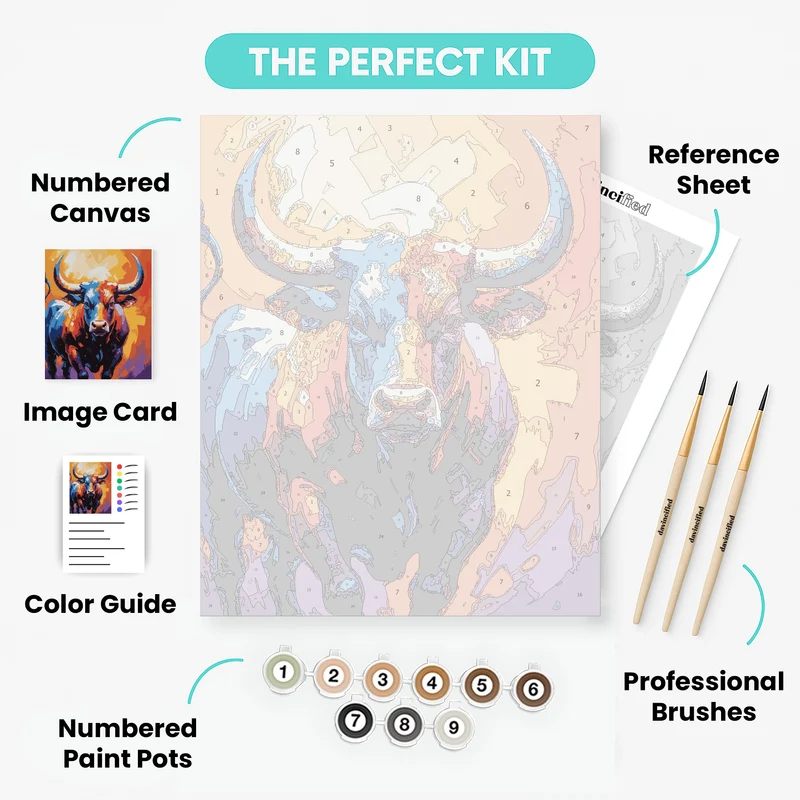 Vibrant Colorful Bull - Paint by Numbers Kit