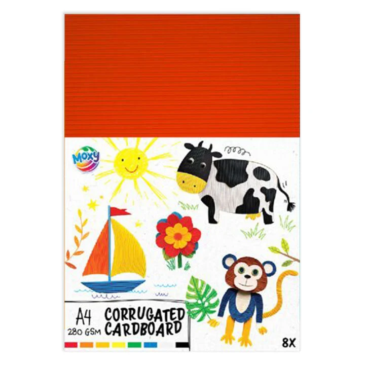 Corrugated Cardboard A4, 8-Color Assortment | Set of 8 Sheets