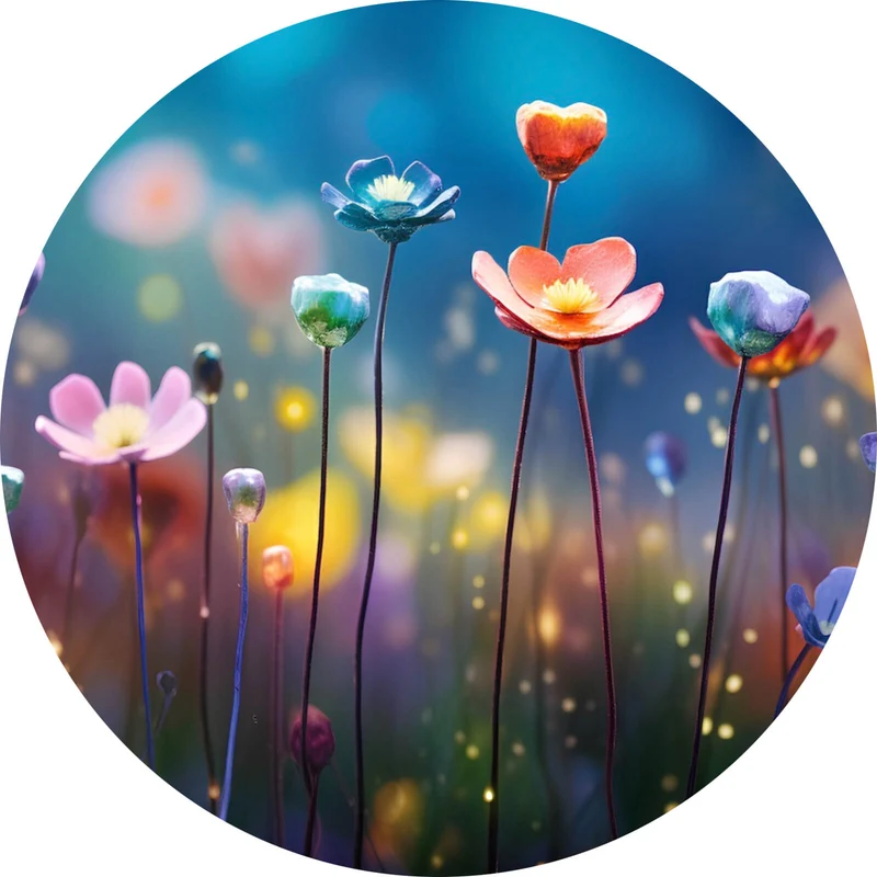 Aluminiumbild gebürstet Beeindruckende bunte Blumen Kreis