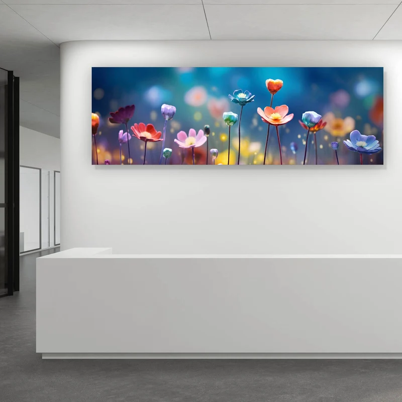 Spannrahmenbild Beeindruckende bunte Blumen Panorama