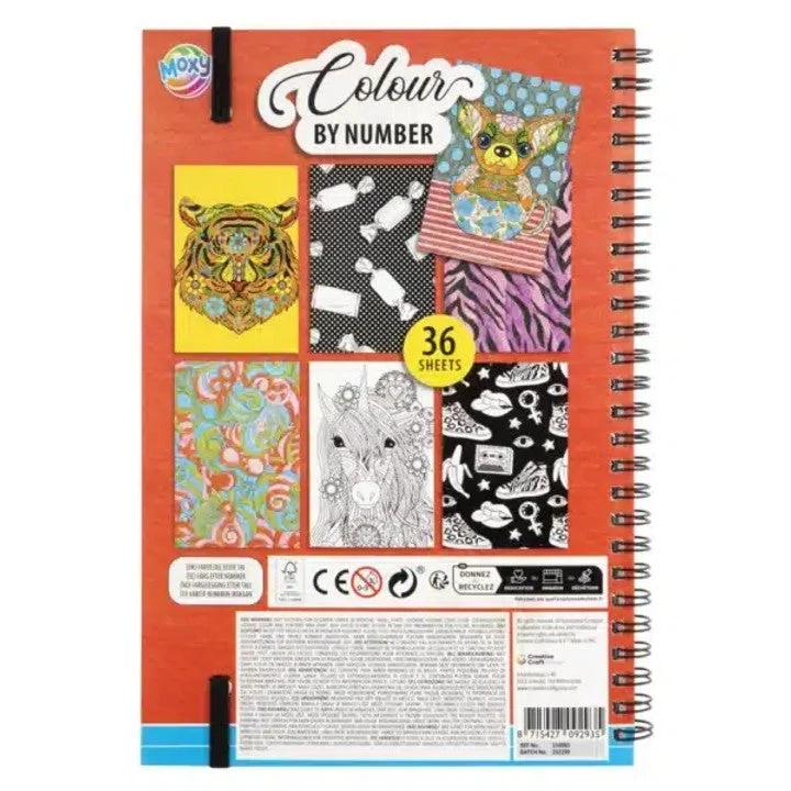Paint by Numbers Activity Book, 23 × 16 cm, 36 Sheets with 12 Colors