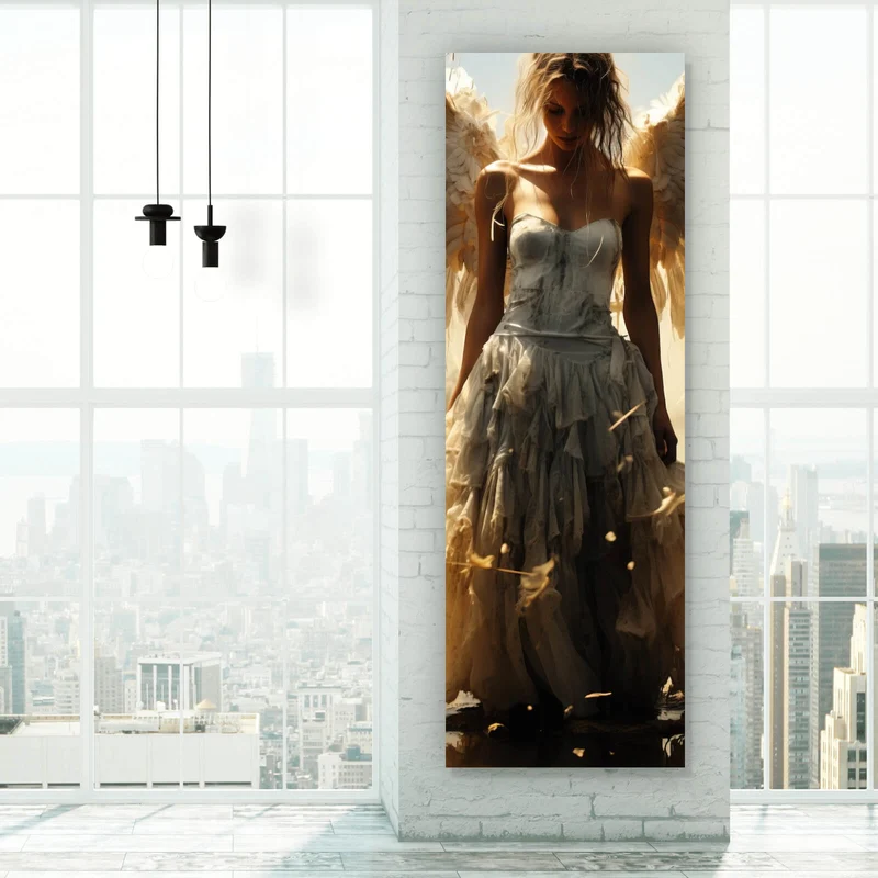 Poster Engelsporträt in mystischer Atmosphäre Panorama Hoch
