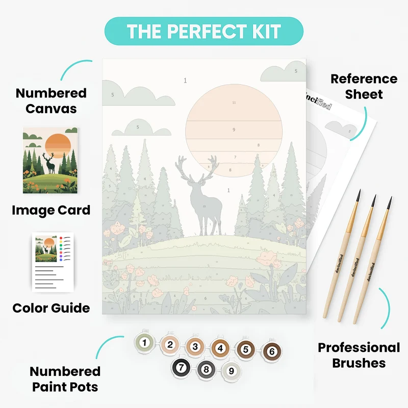 Deer in Forest Sunset - Paint by Numbers Kit