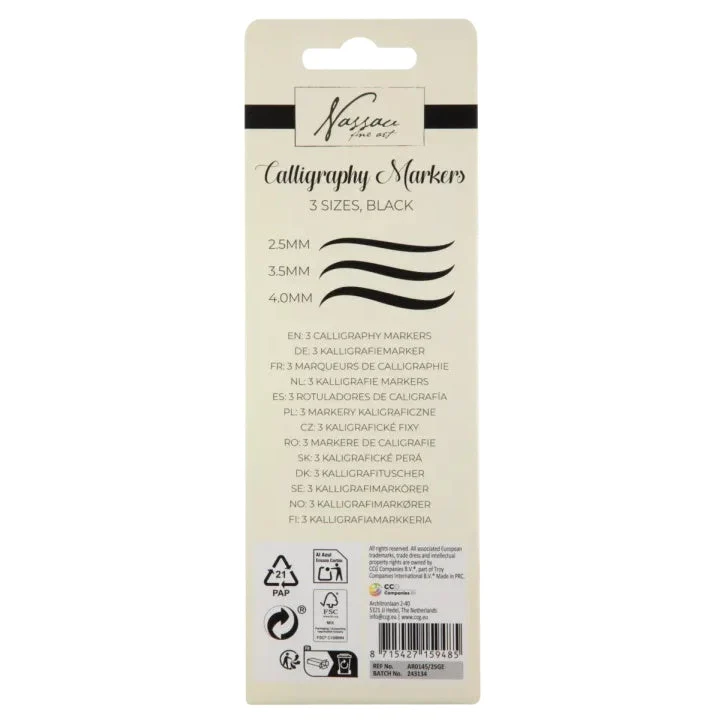 Calligraphy Pens, Set of 3, Black