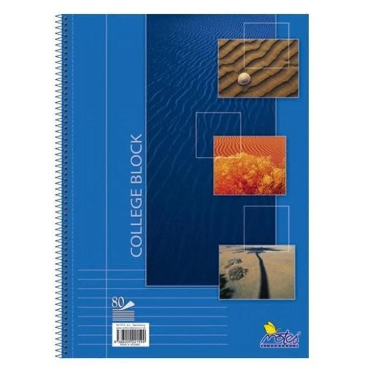 College Block Lined School Notebook, 80 Sheets
