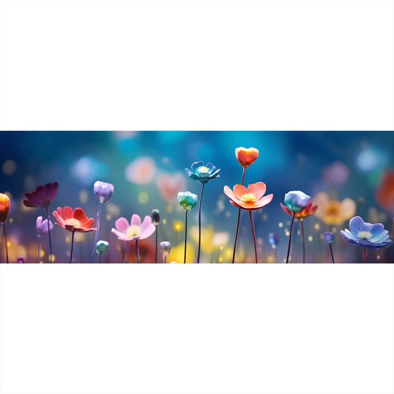 Acrylglasbild Beeindruckende bunte Blumen Panorama