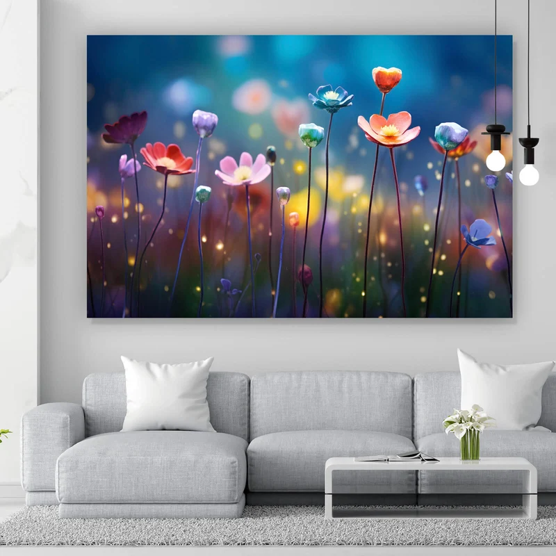 Spannrahmenbild Beeindruckende bunte Blumen Querformat