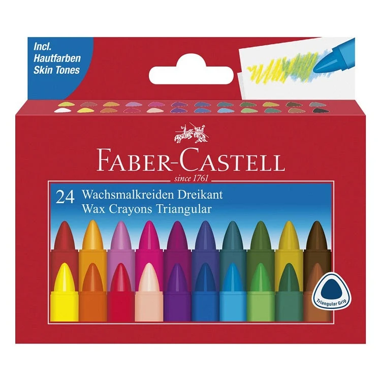 Triangular Wax Crayons, Set of 24, Assorted Colors