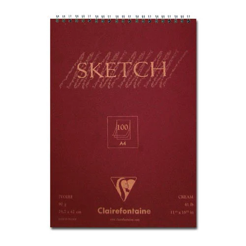 Clairefontaine Spiral Sketch Pad, 100 Sheets, A4/A3, Cream