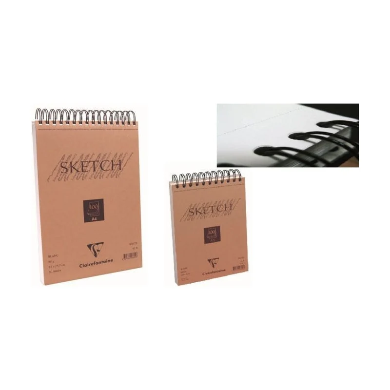 Clairefontaine Spiral Sketch Pad, 100 Sheets, A4/A3, White