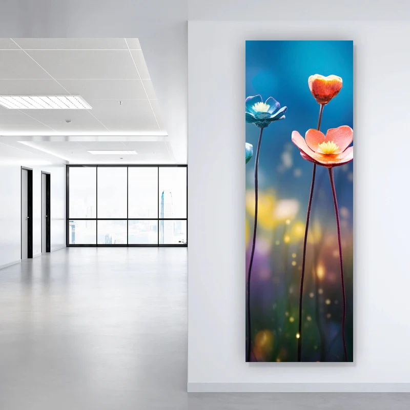 Aluminiumbild gebürstet Beeindruckende bunte Blumen Panorama Hoch