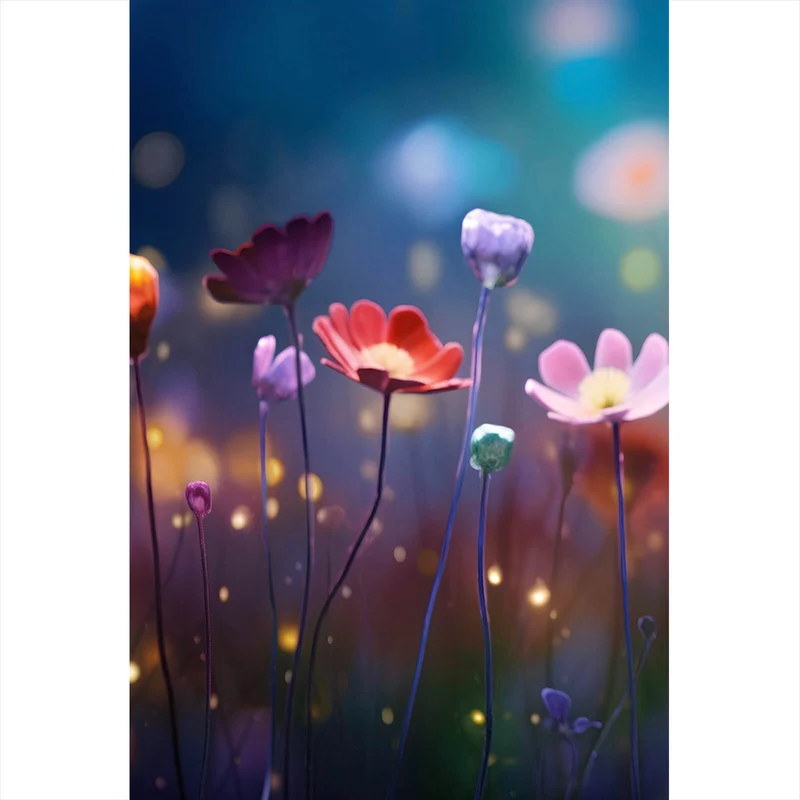 Acrylglasbild Beeindruckende bunte Blumen Hochformat