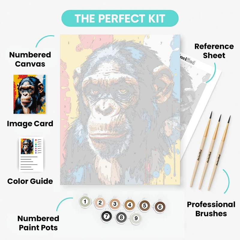 Vibrant Pop Art Chimpanzee - Paint by Numbers Kit