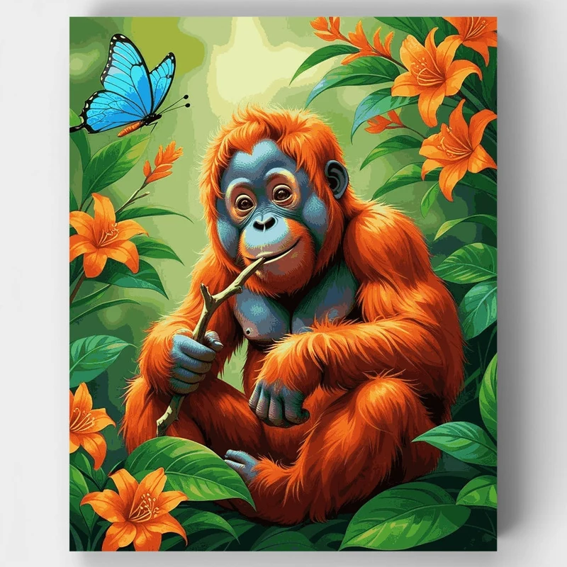 Baby Orangutan in the Jungle - Paint by Numbers Kit