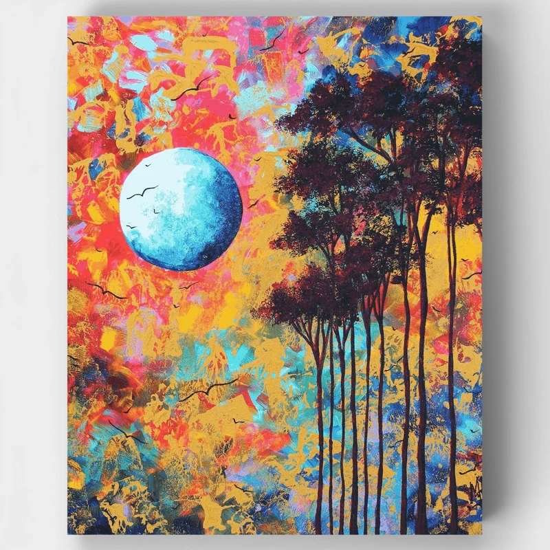 "Be True To Yourself Abstract Tree Moon Landscape" Paint by Numbers Kit
