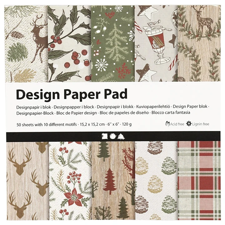 Christmas Scrapbooking Paper, 15.2 x 15.2 cm, 50 Sheets