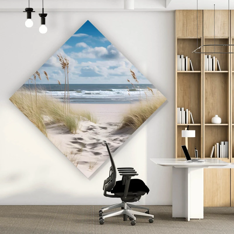 Poster Strandlandschaft mit sanften Dünen Raute