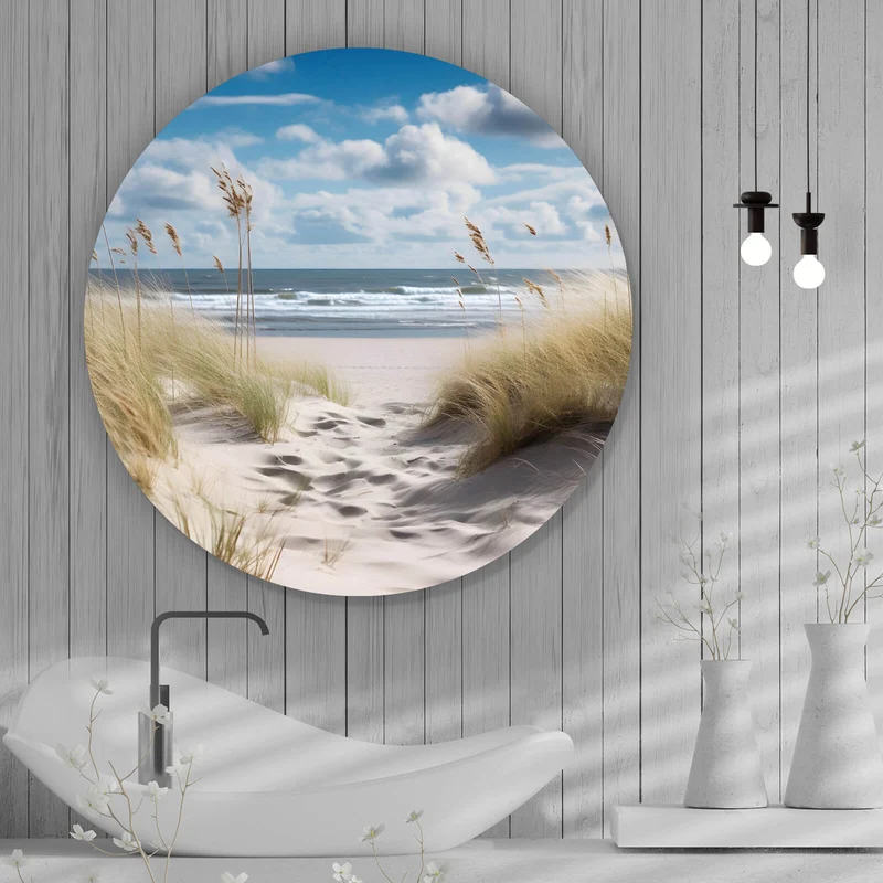 Aluminiumbild gebürstet Strandlandschaft mit sanften Dünen Kreis