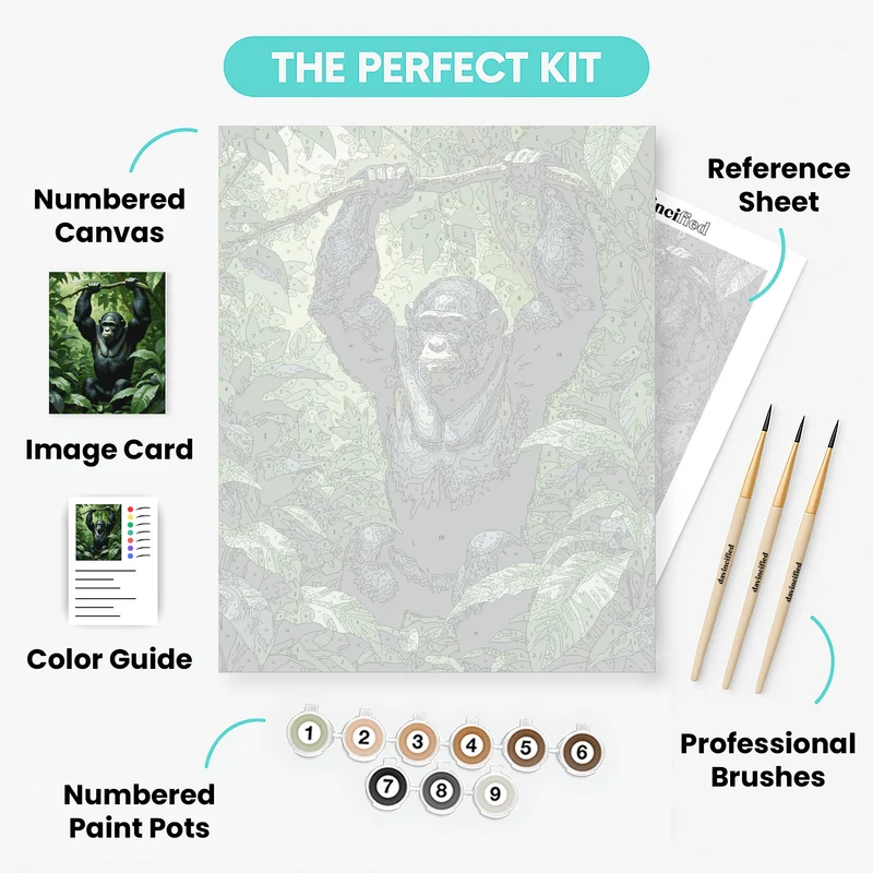 Chimpanzee in the Jungle - Paint by Numbers Kit