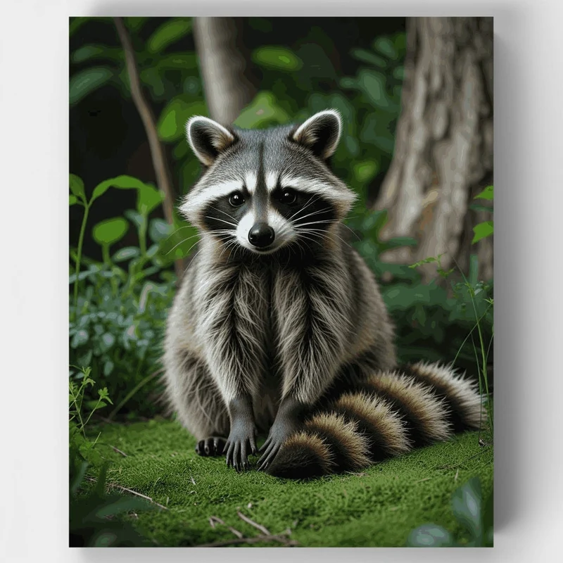 Curious Raccoon in Forest - Paint by Numbers Kit