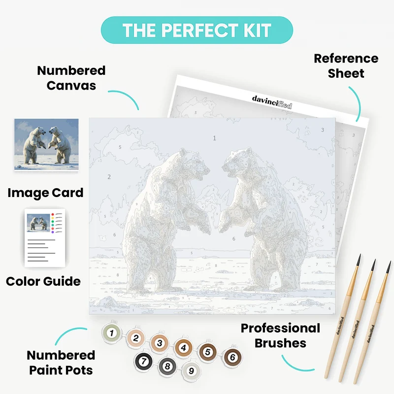 Arctic Polar Bears Face to Face - Paint by Numbers Kit