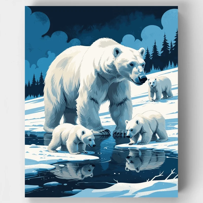 Polar Bears - Paint by Numbers Kit