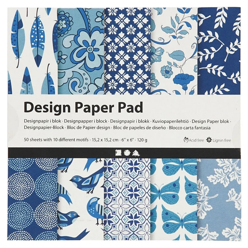 Blue Scrapbooking Paper / 15.2 x 15.2 cm - 50 Sheets