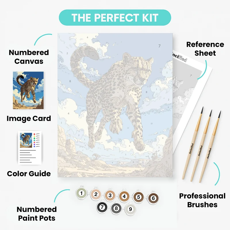 Leaping Cheetah - Paint by Numbers Kit