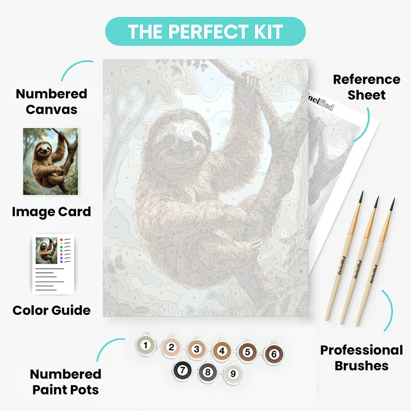 Smiling Sloth in Jungle Canopy - Paint by Numbers Kit