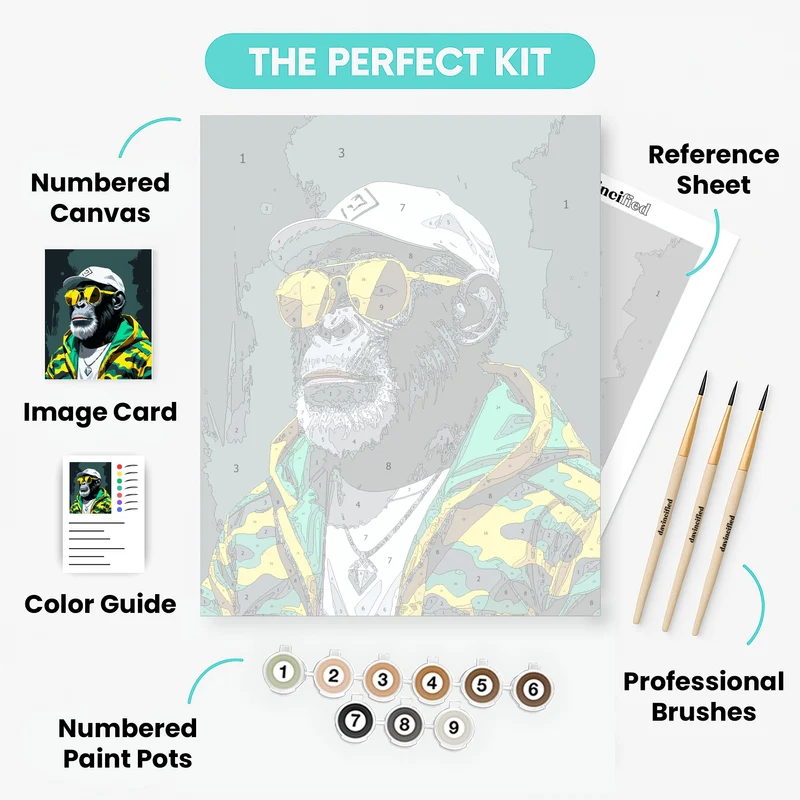 Stylish Chimp in Streetwear - Paint by Numbers Kit