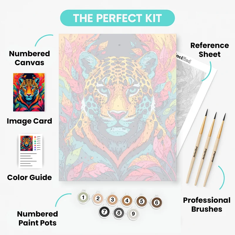 Vibrant Jaguar in Tropical Paradise - Paint by Numbers Kit
