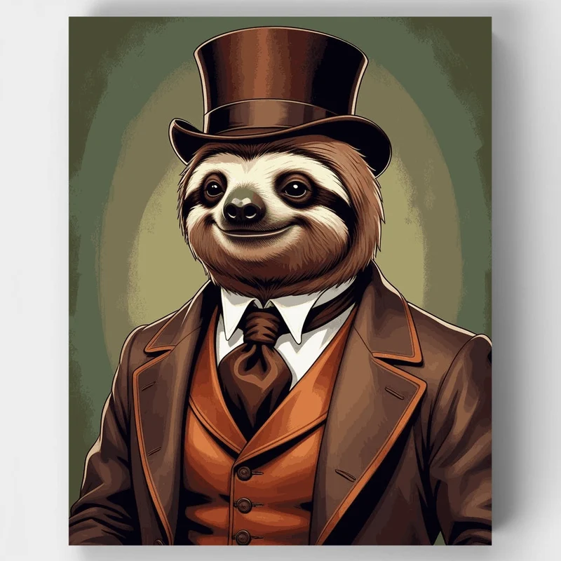Dapper Sloth Gentleman - Paint by Numbers Kit