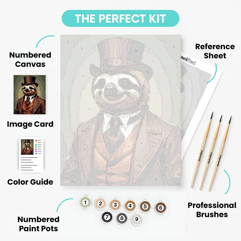 Dapper Sloth Gentleman - Paint by Numbers Kit