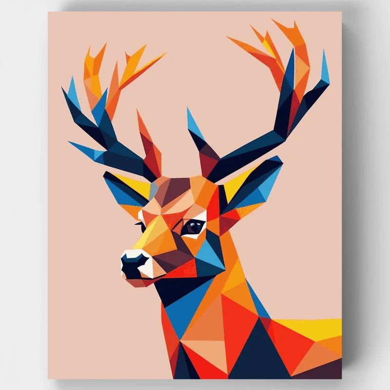 Colorful Polygonal Deer Portrait - Paint by Numbers Kit