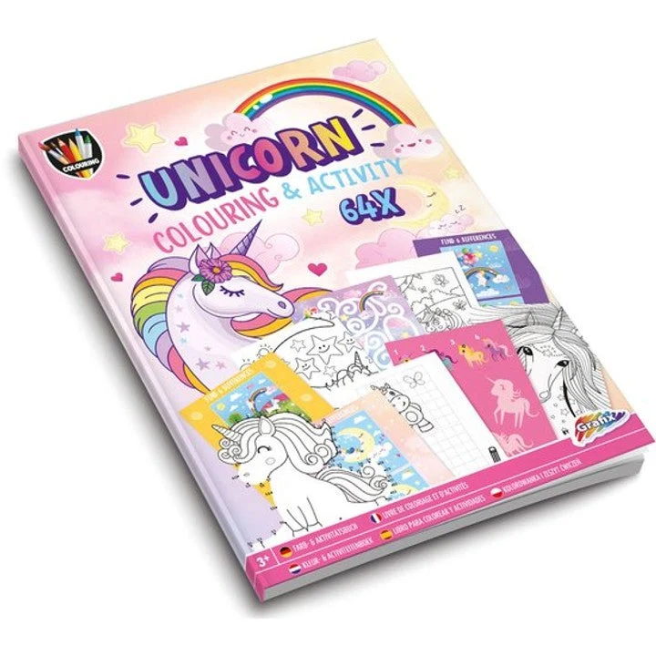 GRAFIX Unicorn Activity and Coloring Book A4, 64 Pages
