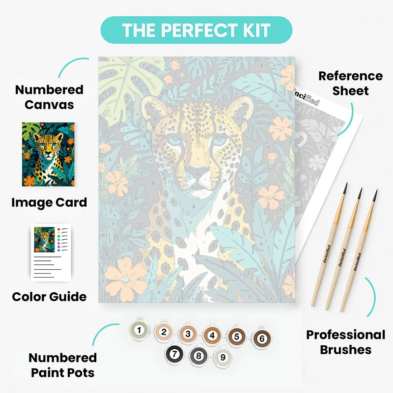 Leopard in Tropical Jungle - Paint by Numbers Kit