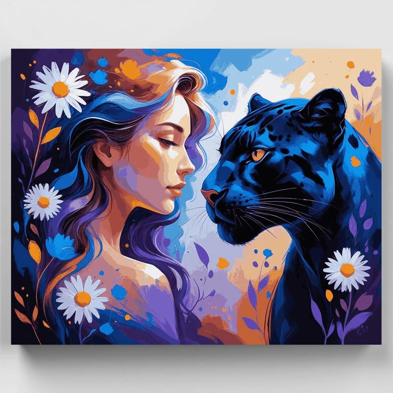Woman with Panther - Paint by Numbers Kit