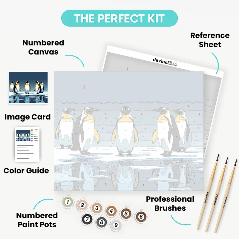 Emperor Penguins on Ice - Paint by Numbers Kit