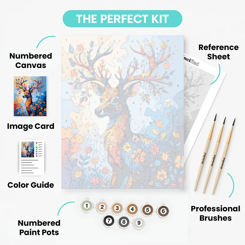 Floral Deer - Paint by Numbers Kit
