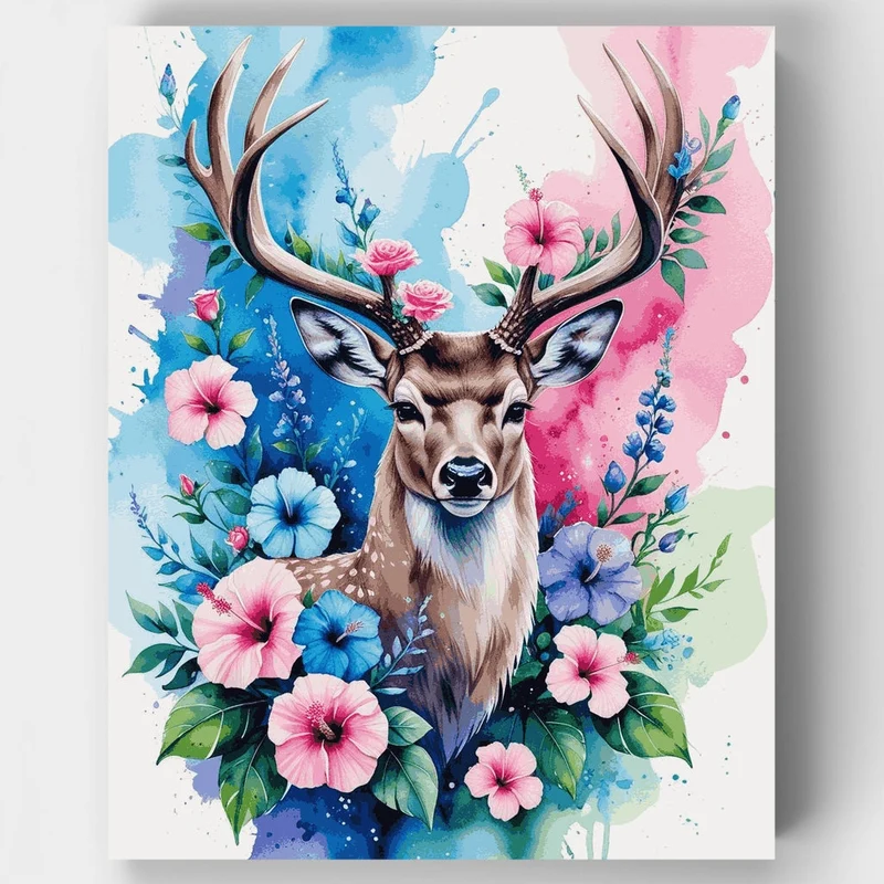 Deer with Floral Antlers - Paint by Numbers Kit