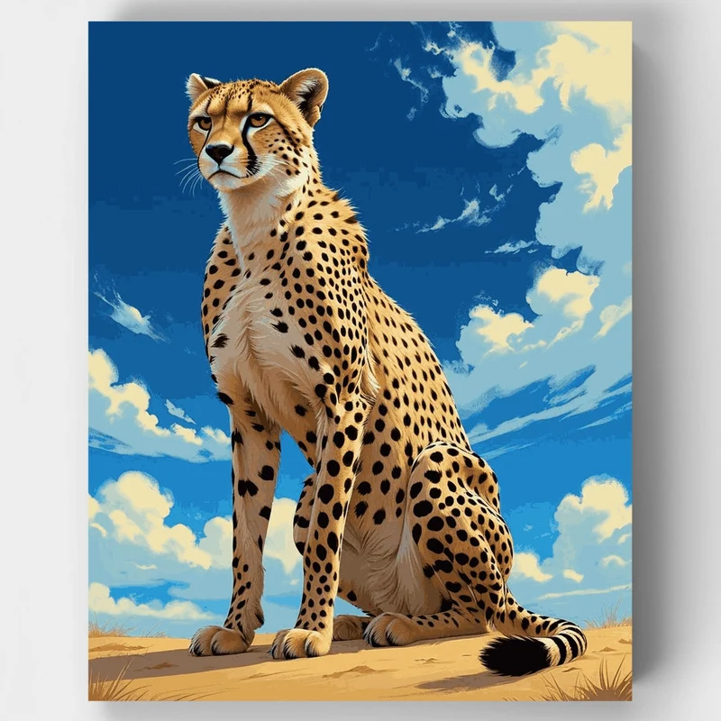 Majestic Cheetah on Desert Rock - Paint by Numbers Kit