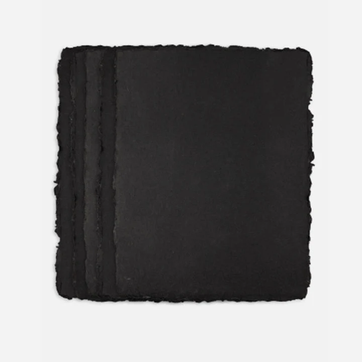 PanArt Handmade Paper, Black, A4, 10 Sheets, Torn Edges